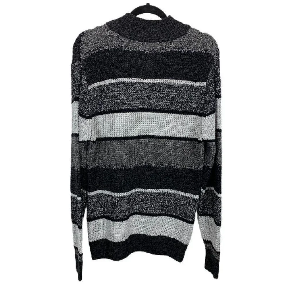 Carbon Quarter Zip Striped‎ Sweater Pullover Cotton